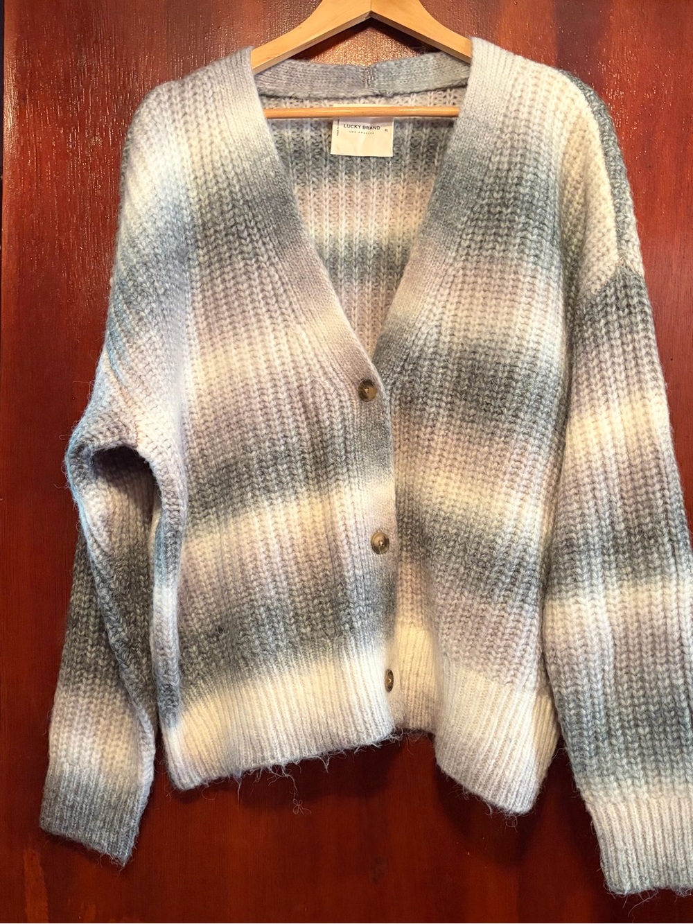 Lucky Brand Ombre Gray and White Button-Front Cardigan